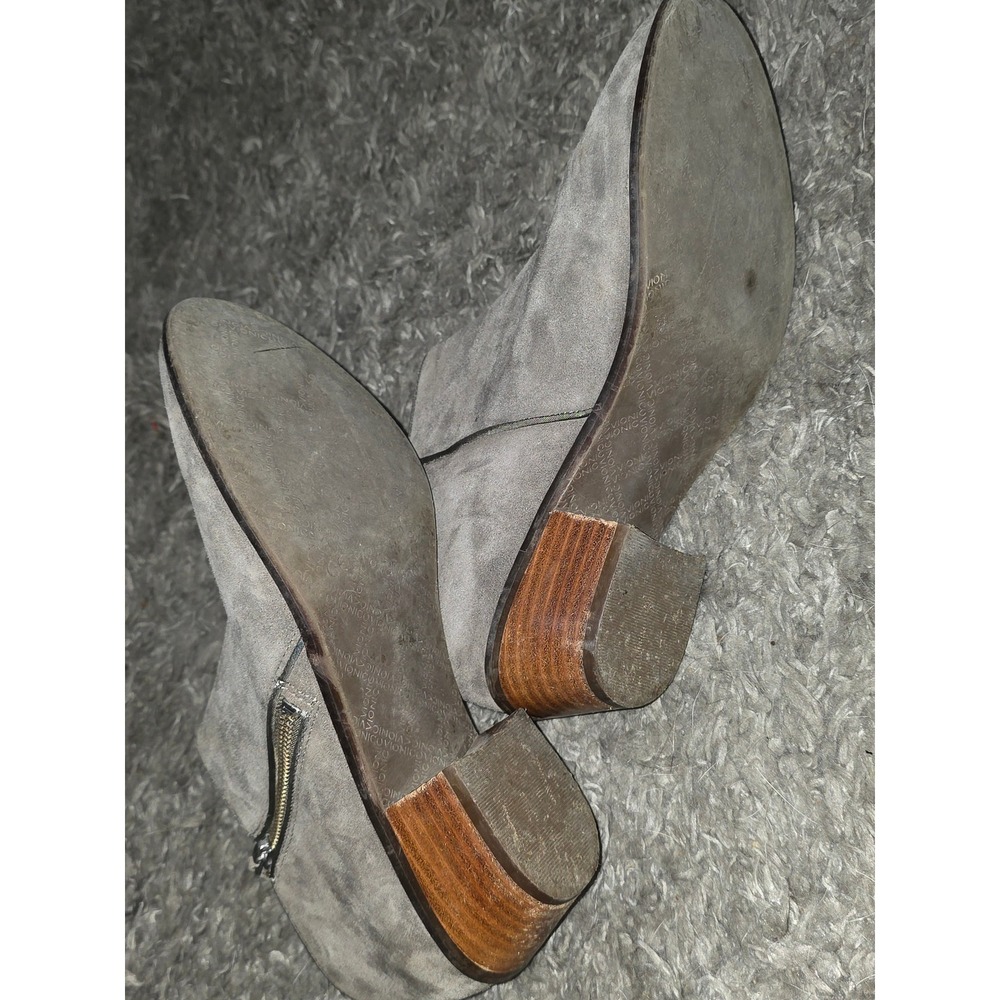 Vionic Serena Grey Suede Ankle Booties Side Zip Tassel Low Block Heel Womens 9 - Picture 3 of 4